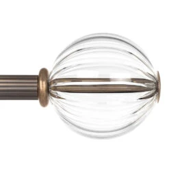 19mm Fluted Glass Ball Finial In Antique Brass -Curtain Hardware Shop 6302AB 22
