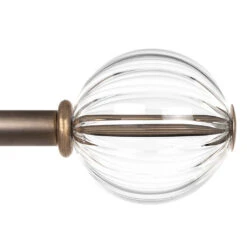 19mm Fluted Glass Ball Finial In Antique Brass -Curtain Hardware Shop 6302AB 23