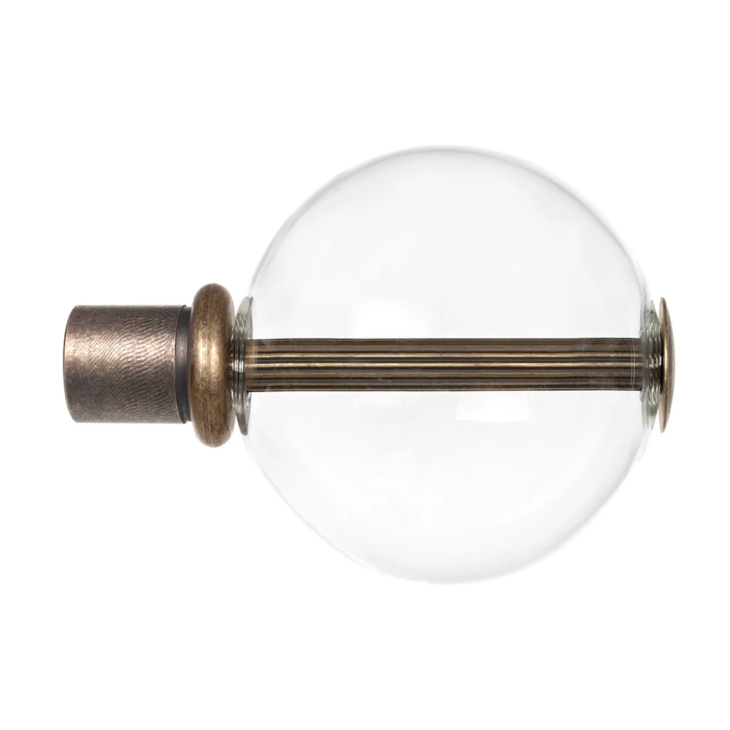 25mm Clear Glass Ball Finial In Antique Brass 1 25mm Clear Glass Ball Finial In Antique Brass