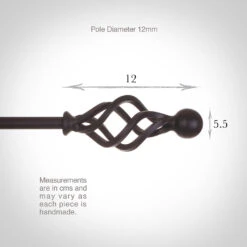 12mm Cage & Ball Finial In Matt Black -Curtain Hardware Shop 630mb 13