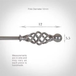 12mm Cage & Ball Finial In Mercury -Curtain Hardware Shop 630me 3