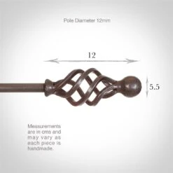 12mm Cage & Ball Finial In Polished -Curtain Hardware Shop 630po 3