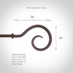 12mm Bishop's Crook Finial In Beeswax -Curtain Hardware Shop 632bw 3