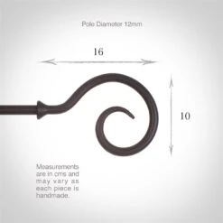 12mm Bishop's Crook Finial In Matt Black -Curtain Hardware Shop 632mb 3