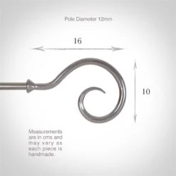 12mm Bishop's Crook Finial In Mercury -Curtain Hardware Shop 632me 3