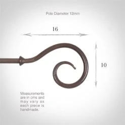 12mm Bishop's Crook Finial In Polished -Curtain Hardware Shop 632po 3