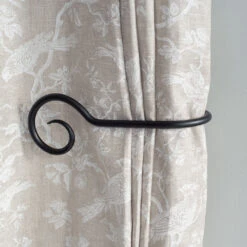 Large Bishop's Crook Holdback (Left Side) In Matt Black 7 Large Bishop's Crook Holdback (Left Side) In Matt Black -Curtain Hardware Shop 637flmb 12 1