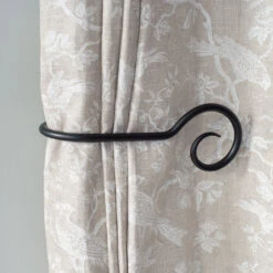 Large Bishop's Crook Holdback (Right Side) In Matt Black -Curtain Hardware Shop 637fmb 12 1