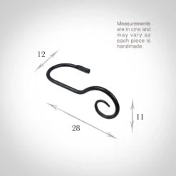 Large Bishop's Crook Holdback (Right Side) In Matt Black -Curtain Hardware Shop 637fmb 13