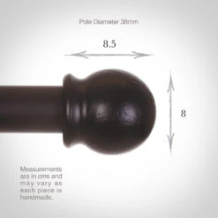 38mm Cannonball Finial In Matt Black -Curtain Hardware Shop 646mb 13