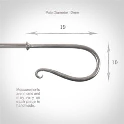 12mm Shepherd's Crook Finial In Mercury -Curtain Hardware Shop 680me 3