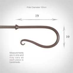 12mm Shepherd's Crook Finial In Polished -Curtain Hardware Shop 680po 3