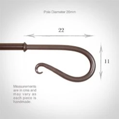 20mm Shepherd's Crook Finial In Polished -Curtain Hardware Shop 681po 3