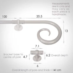 1m 16mm Crook Pole Pack In Clay -Curtain Hardware Shop 801cl 13