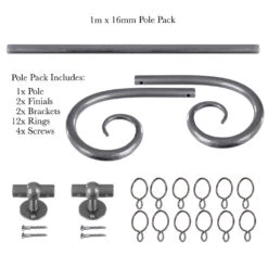 1m 16mm Crook Pole Pack In Polished 8 1m 16mm Crook Pole Pack In Polished -Curtain Hardware Shop 801po 20