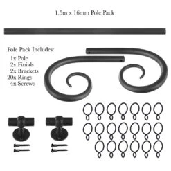 1.5m 16mm Crook Pole Pack In Beeswax -Curtain Hardware Shop 802bw 20