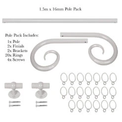1.5m 16mm Crook Pole Pack In Clay -Curtain Hardware Shop 802cl 20