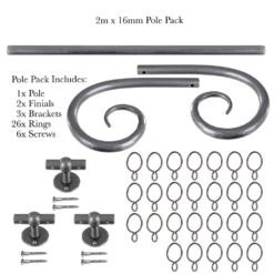 2m 16mm Crook Pack In Polished -Curtain Hardware Shop 803po 20