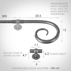 3m 16mm Crook Pack In Polished -Curtain Hardware Shop 804po 13
