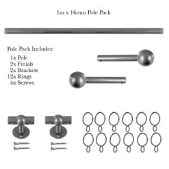 1m 16mm Cannonball Pack In Polished -Curtain Hardware Shop 813po 20