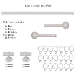 1.5m 16mm Cannonball Pole Pack In Clay -Curtain Hardware Shop 814cl 20