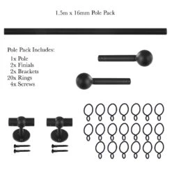 1.5m 16mm Cannonball Pack In Matt Black 8 1.5m 16mm Cannonball Pack In Matt Black -Curtain Hardware Shop 814mb 20