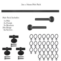 2m 16mm Cannonball Pole Pack In Beeswax -Curtain Hardware Shop 815bw 20