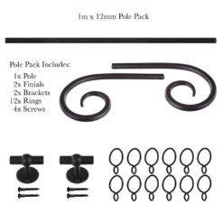1m 12mm Crook Pack In Matt Black -Curtain Hardware Shop 825mb 20