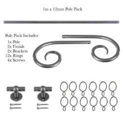1m 12mm Crook Pack In Polished 8 1m 12mm Crook Pack In Polished -Curtain Hardware Shop 825po 20