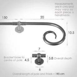 1.5m 12mm Crook Pack In Polished 7 1.5m 12mm Crook Pack In Polished -Curtain Hardware Shop 826po 13