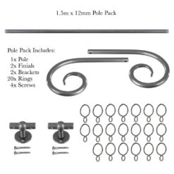 1.5m 12mm Crook Pack In Polished 8 1.5m 12mm Crook Pack In Polished -Curtain Hardware Shop 826po 20
