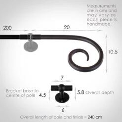 2m 12mm Crook Pack In Matt Black -Curtain Hardware Shop 827mb 13