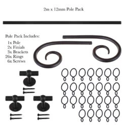 2m 12mm Crook Pack In Matt Black -Curtain Hardware Shop 827mb 20