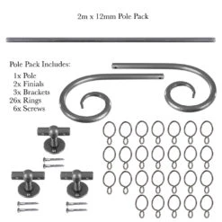 2m 12mm Crook Pack In Polished -Curtain Hardware Shop 827po 20