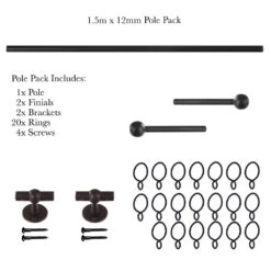 1.5m 12mm Cannonball Pack In Beeswax -Curtain Hardware Shop 830bw 20