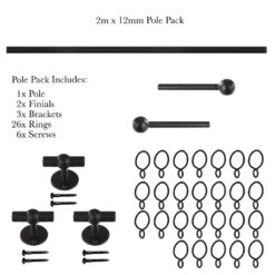 2m 12mm Cannonball Pack In Matt Black 8 2m 12mm Cannonball Pack In Matt Black -Curtain Hardware Shop 831mb 20