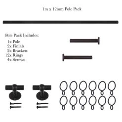1m 12mm Button Pack In Matt Black -Curtain Hardware Shop 834mb 20