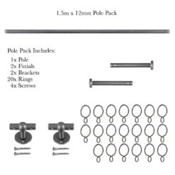 1.5m 12mm Button Pack In Polished -Curtain Hardware Shop 835po 20