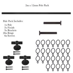 2m 12mm Button Pack In Matt Black -Curtain Hardware Shop 842mb 20