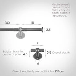 2m 12mm Button Pack In Polished -Curtain Hardware Shop 842po 13