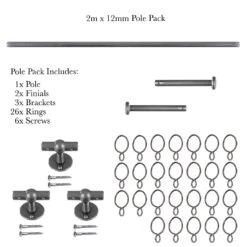2m 12mm Button Pack In Polished -Curtain Hardware Shop 842po 20