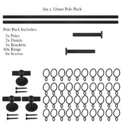 3m 12mm Button Pack In Matt Black -Curtain Hardware Shop 843mb 20