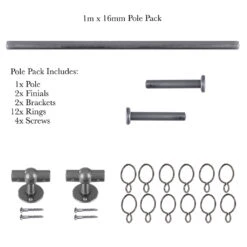 1m 16mm Button Pack In Polished -Curtain Hardware Shop 846po 20