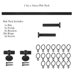 1.5m 16mm Button Pack In Matt Black -Curtain Hardware Shop 847mb 20