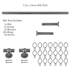1.5m 16mm Button Pack In Polished -Curtain Hardware Shop 847po 20