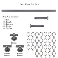 2m 16mm Button Pack In Polished -Curtain Hardware Shop 848po 20
