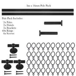 3m 16mm Button Pack In Matt Black -Curtain Hardware Shop 849mb 20