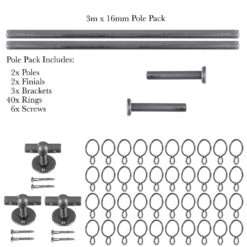 3m 16mm Button Pack In Polished -Curtain Hardware Shop 849po 20